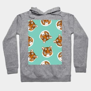 Tiger Head Pattern on Green Hoodie